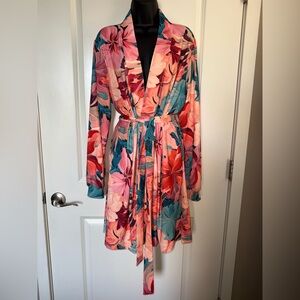 Mason Grey Skyler Cloud Jersey Banded Long Robe Size Large Super Soft Pockets